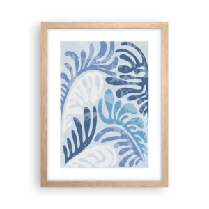 Pôster com moldura de carvalho claro - Samambaias azuis - 30x40 cm