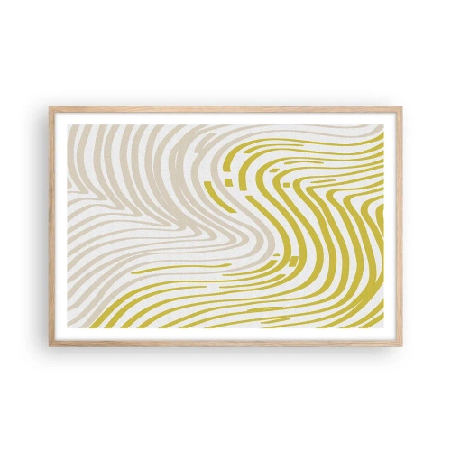 Pôster com moldura de carvalho claro - Uma composição com uma curvatura suave - 91x61 cm