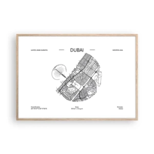 Pôster com moldura de carvalho claro - Anatomia de Dubai - 100x70 cm
