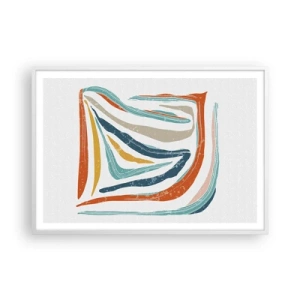 Pôster em moldura branca - Abstração com um sorriso amigável - 100x70 cm