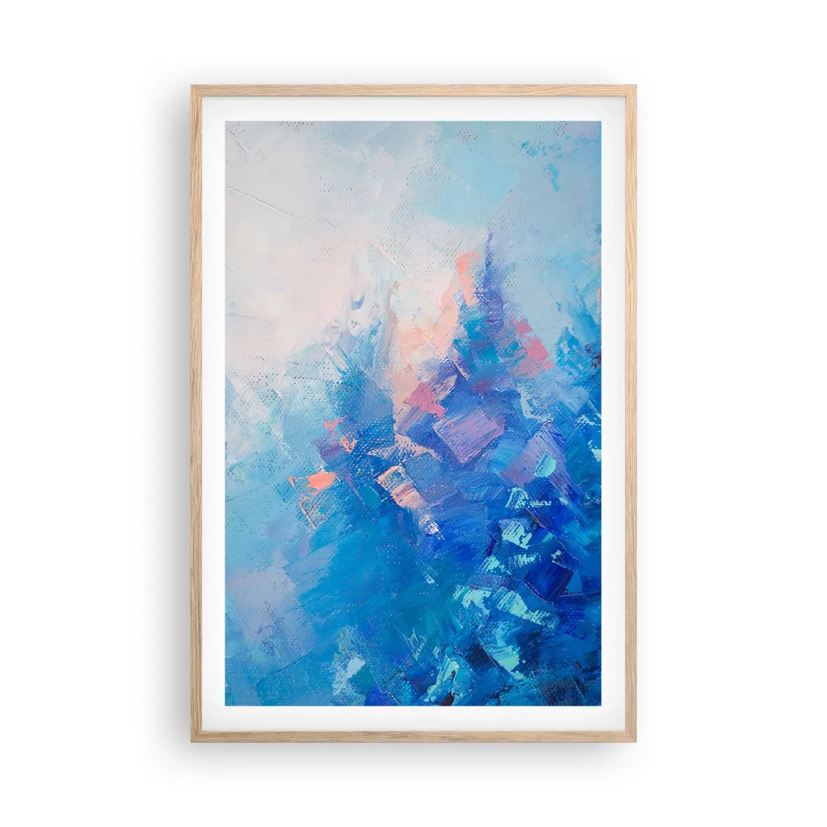 Pôster com moldura de carvalho claro - Abstração de inverno - 61x91 cm