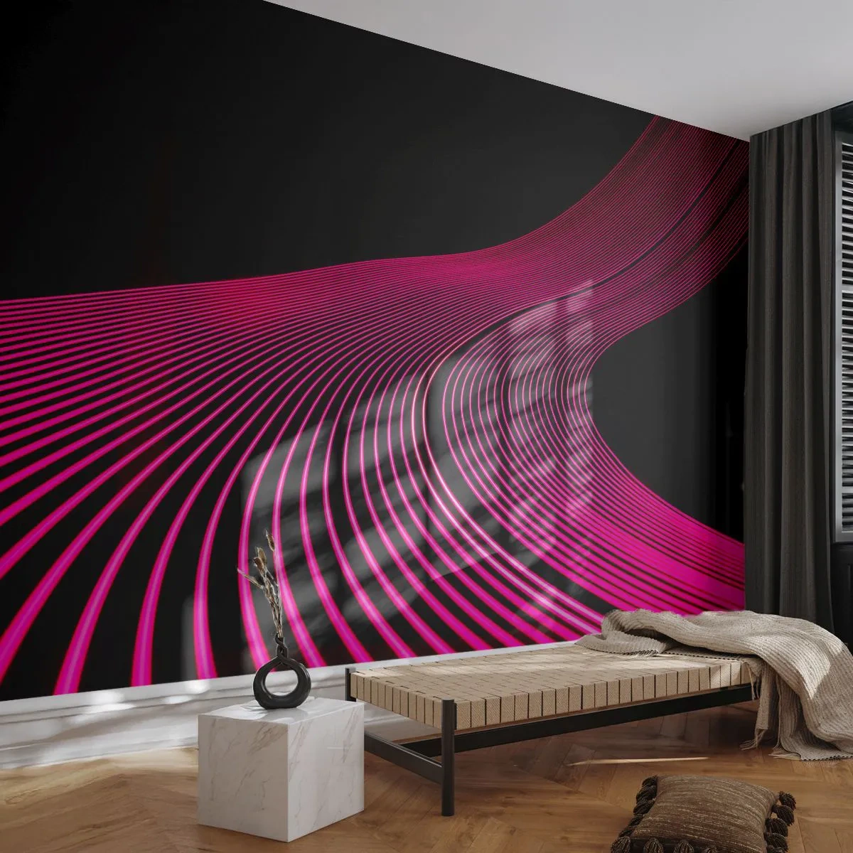 Papel de Parede Autocolante Deluxe Sticker - Avenida da luz - Linhas, Moderno, Néon - 250x175 cm