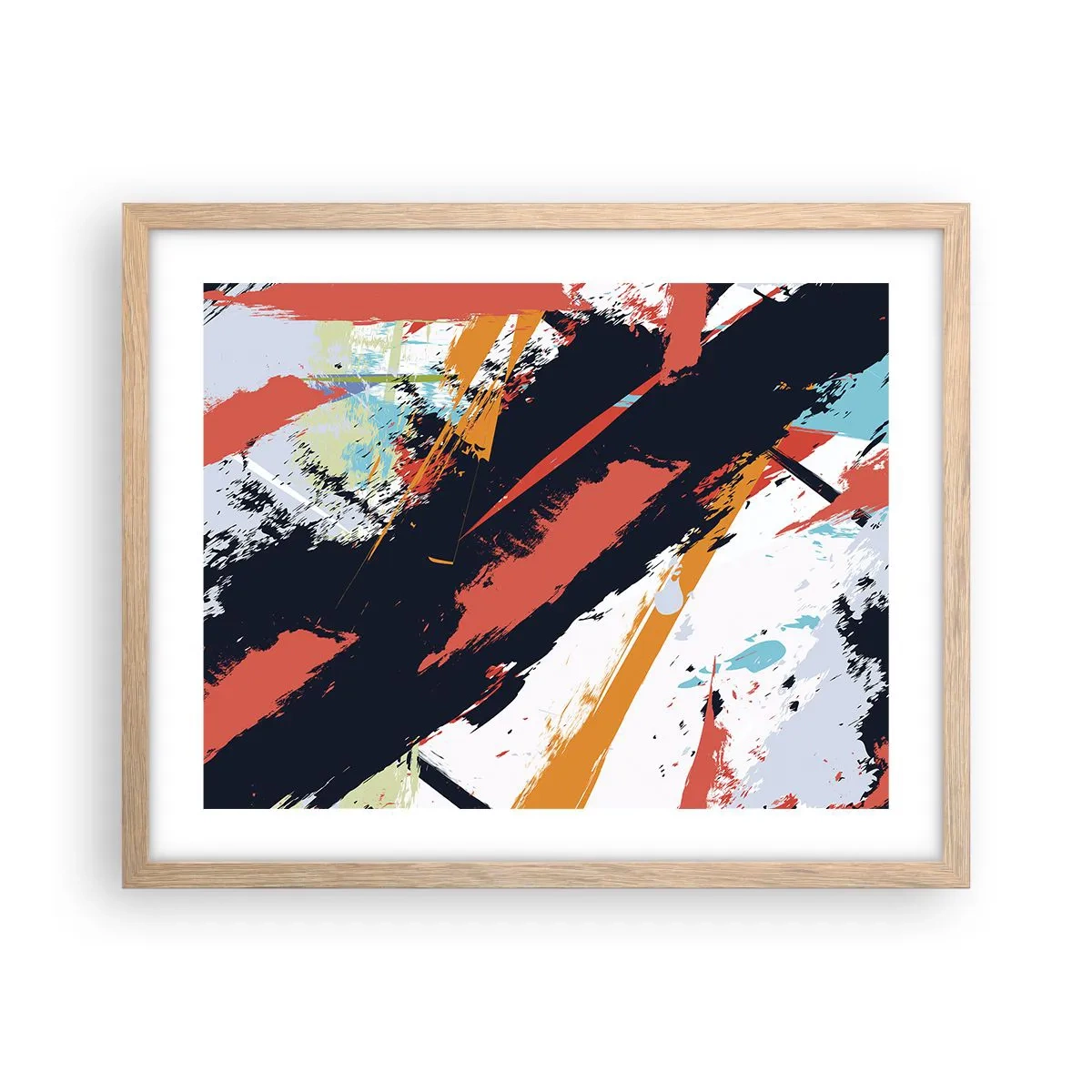 Pôster com moldura de carvalho claro - Composição dinâmica - 50x40 cm