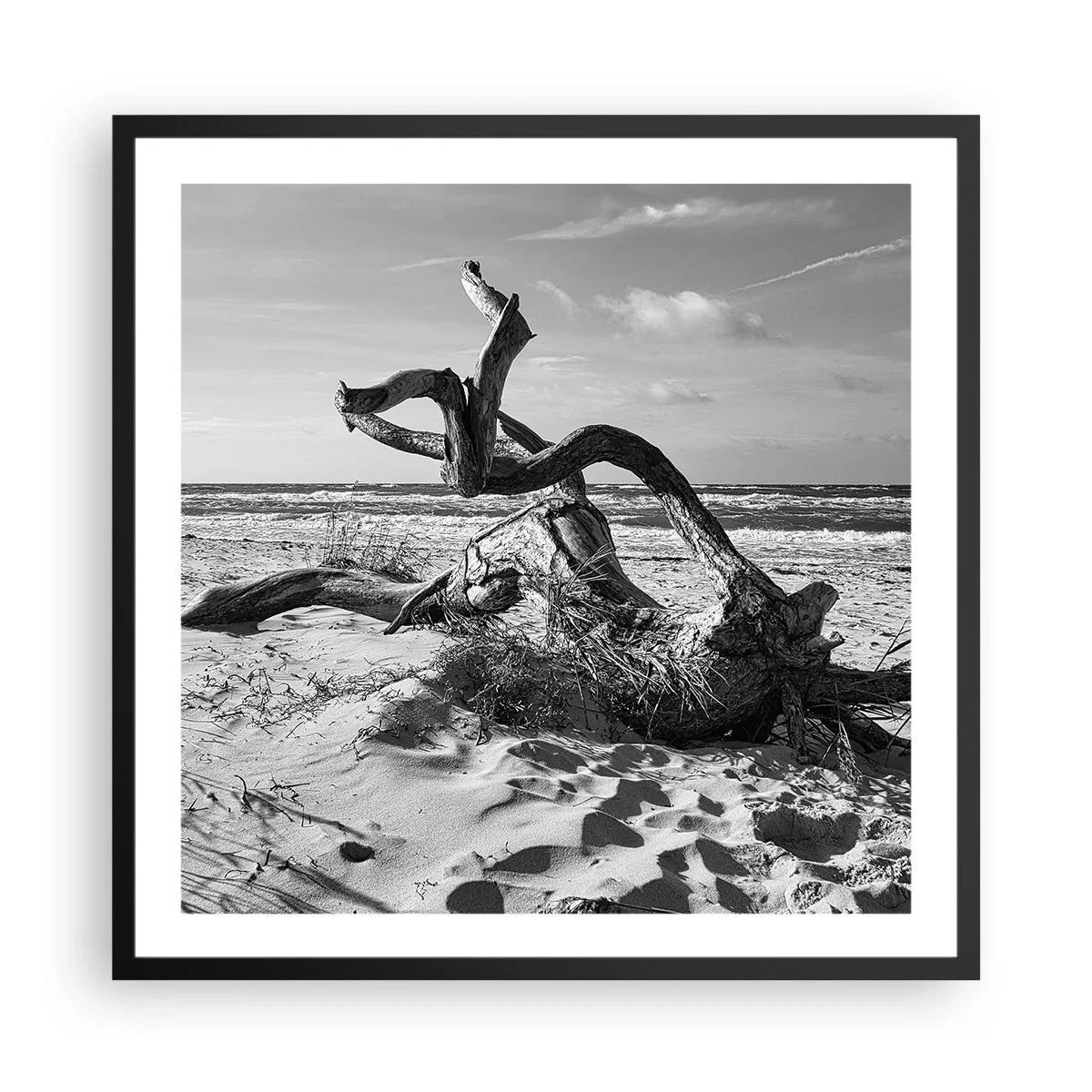 Pôster com moldura preta - Escultura do mar - 60x60 cm