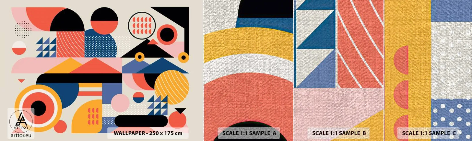 Amostra de papel de parede Premium Canvas - Composição: brincar - Abstração, Vetor, Moderno - 100x30 cm