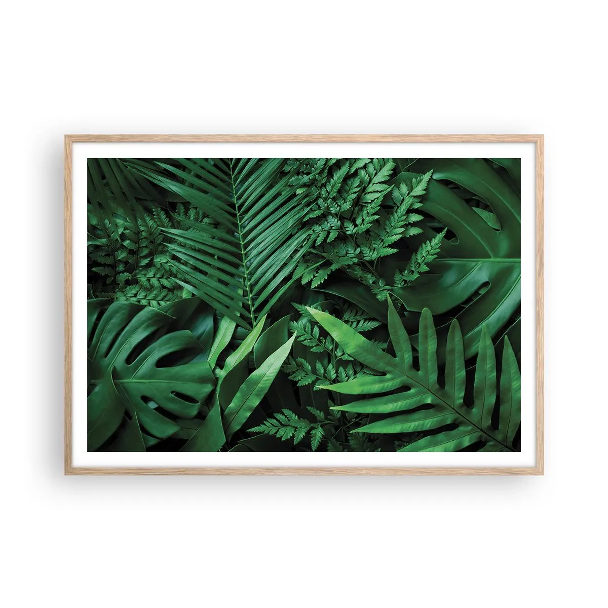 Pôster com moldura de carvalho claro - Envolto em verde - 100x70 cm