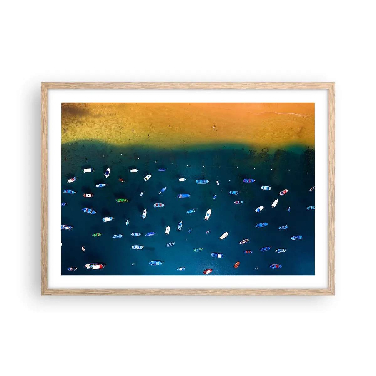 Pôster com moldura de carvalho claro - Jogo de férias - 70x50 cm