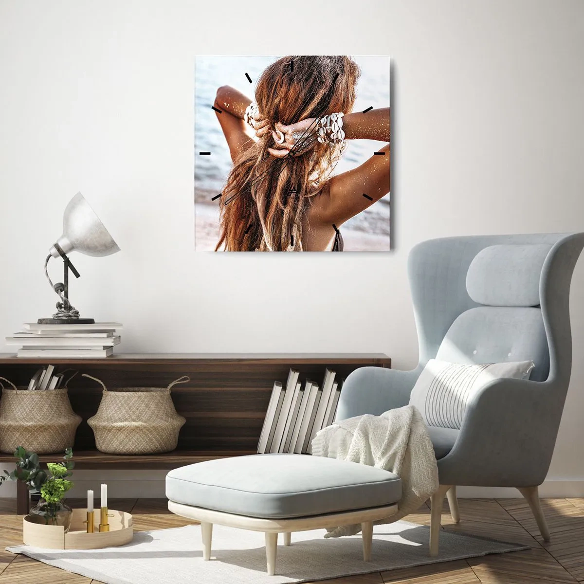 Relógio de parede - Relógio em vidro - Irmã da água e do sol - 40x40 cm