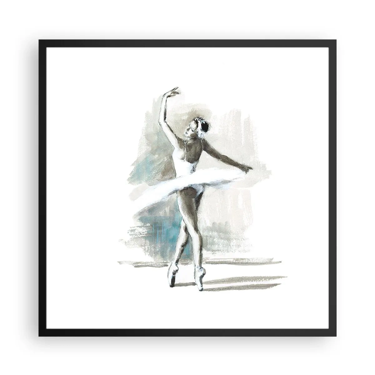Pôster com moldura preta - Encantada num cisne - 60x60 cm