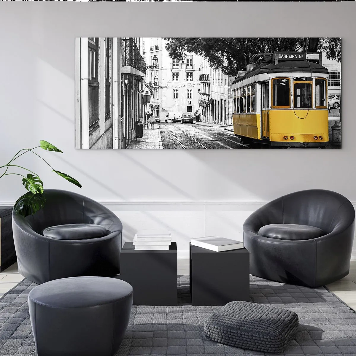 Quadro em vidro - E o fado ao fundo - 90x30 cm
