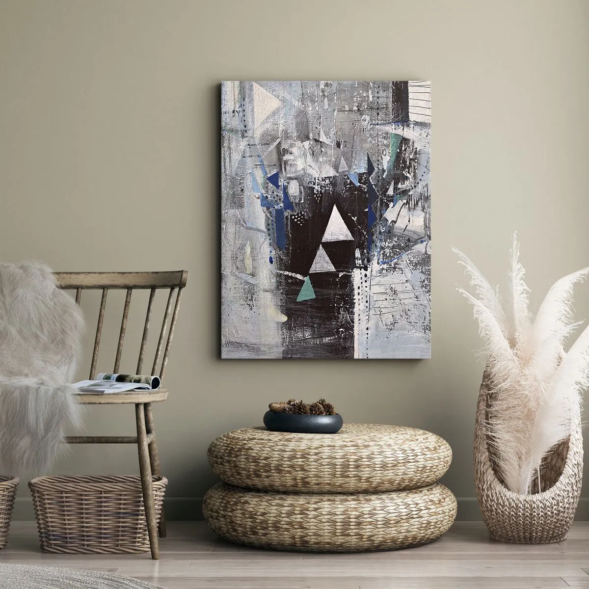 Quadro em tela - A ordem superior dos triângulos - 50x70 cm