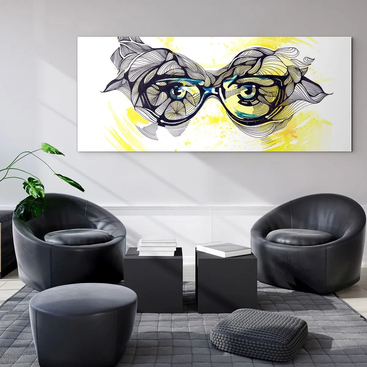 Quadro em vidro - Através de óculos azuis - 140x50 cm