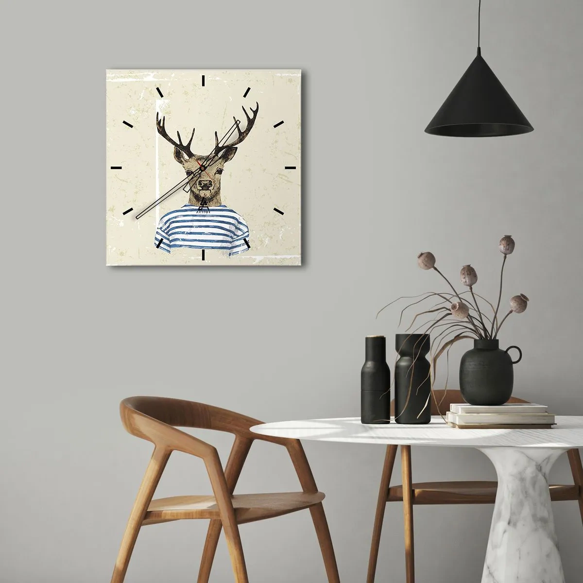 Relógio de parede - Relógio em vidro - Porque eu gosto de camisas listradas! - 40x40 cm