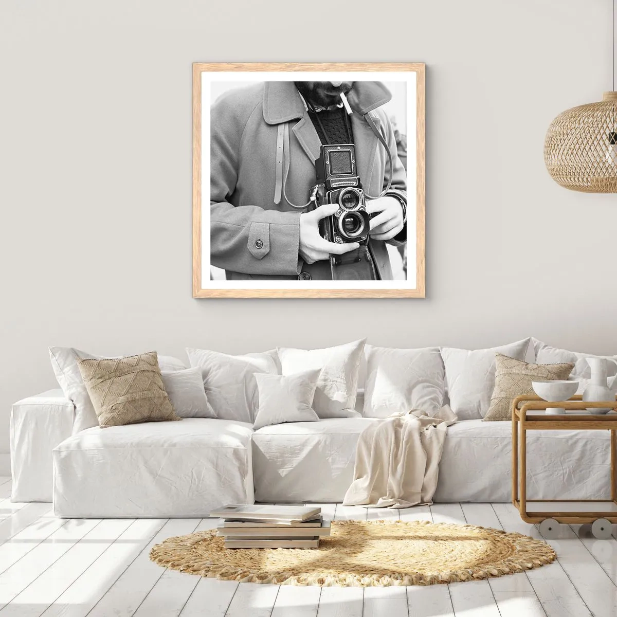 Pôster com moldura de carvalho claro - Estilo retro - 40x40 cm