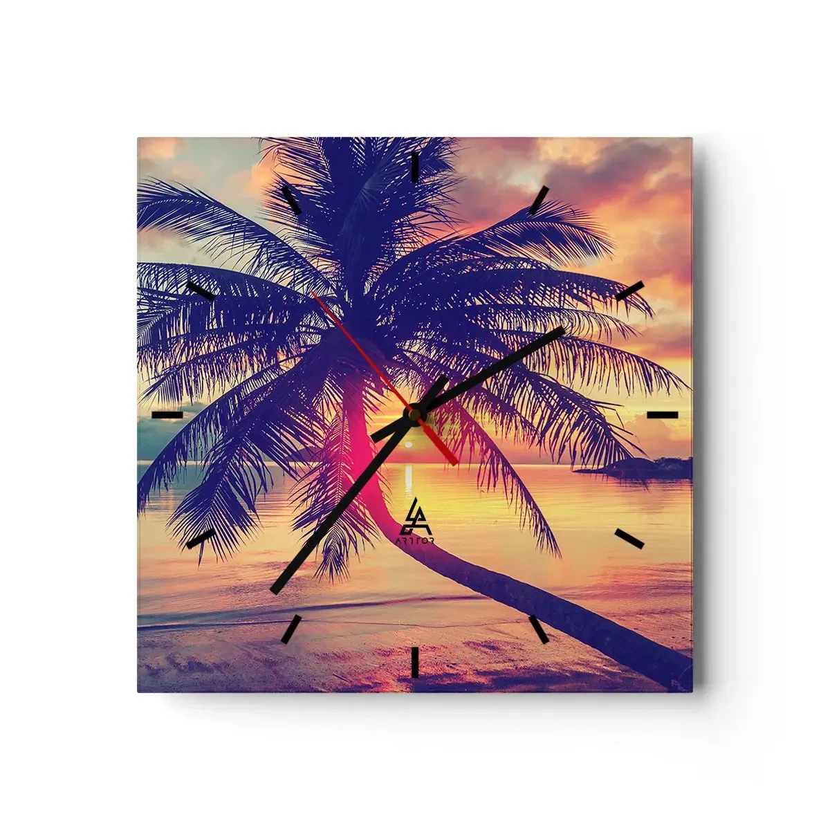 Relógio de parede - Relógio em vidro - Uma noite sob as palmeiras - 30x30 cm