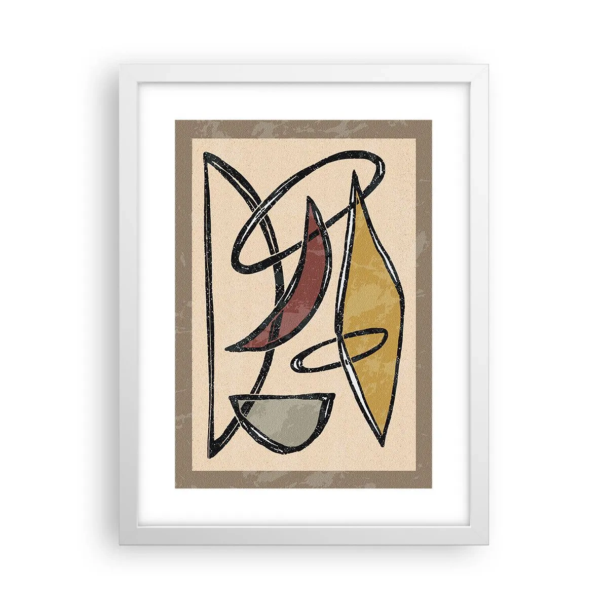 Pôster em moldura branca - Composição – arcos e ovais - 30x40 cm