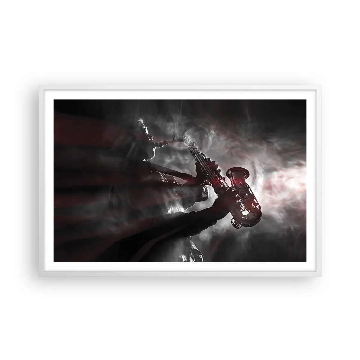 Pôster em moldura branca - Nos fumos do jazz - 91x61 cm