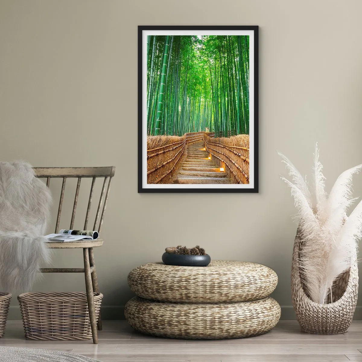 Pôster com moldura preta - A essência da natureza asiática - 40x50 cm