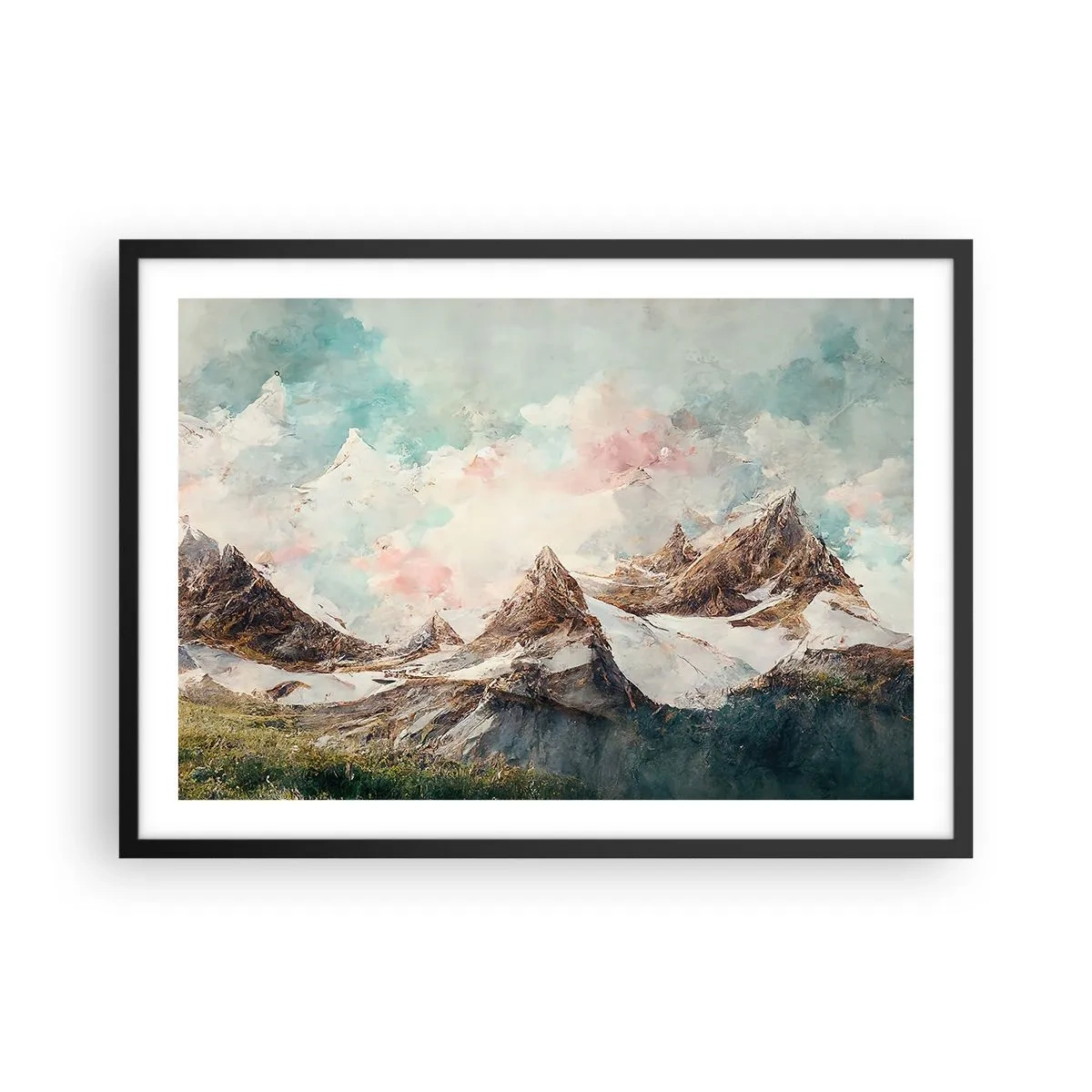 Pôster com moldura preta - Lâminas de rocha - 70x50 cm