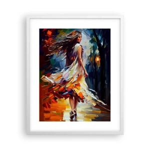 Pôster em moldura branca - Garota outono - 40x50 cm