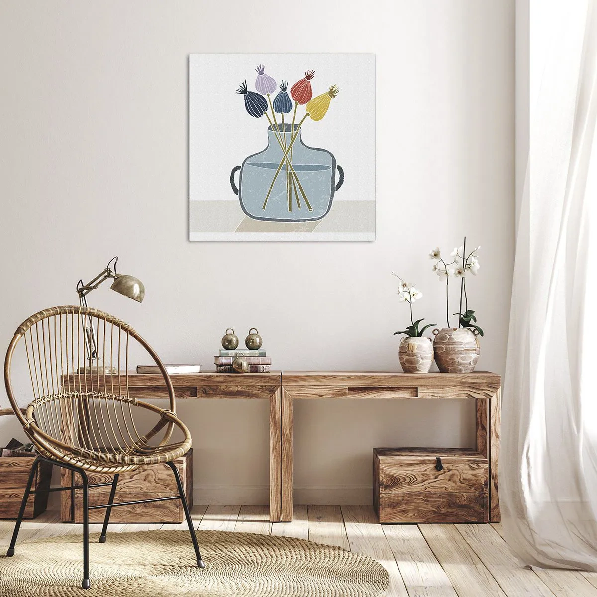 Quadro em tela - Como semeou a papoula - 30x30 cm