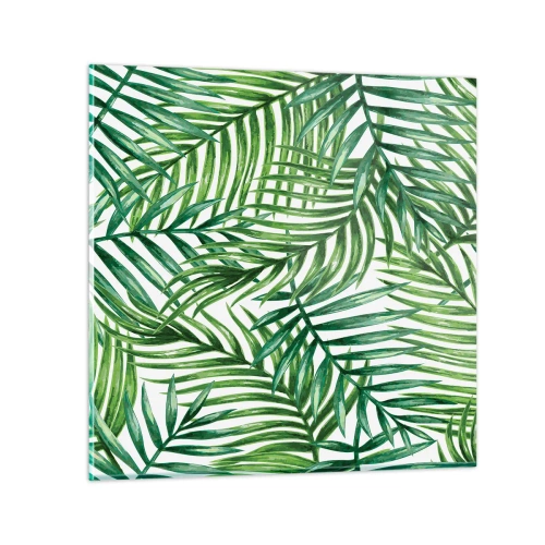 Quadro em vidro - Sob as folhas verdes - 70x70 cm