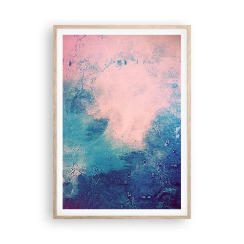 Pôster com moldura de carvalho claro - Abraço azul - 70x100 cm