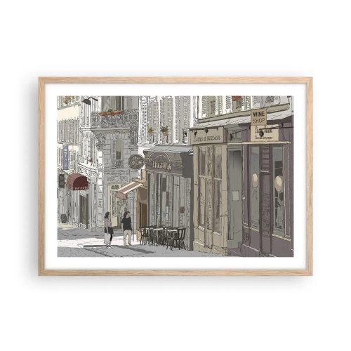 Pôster com moldura de carvalho claro - Alegrias urbanas - 70x50 cm