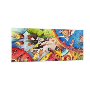 Quadro em vidro - Uma grande aventura espacial - 100x40 cm