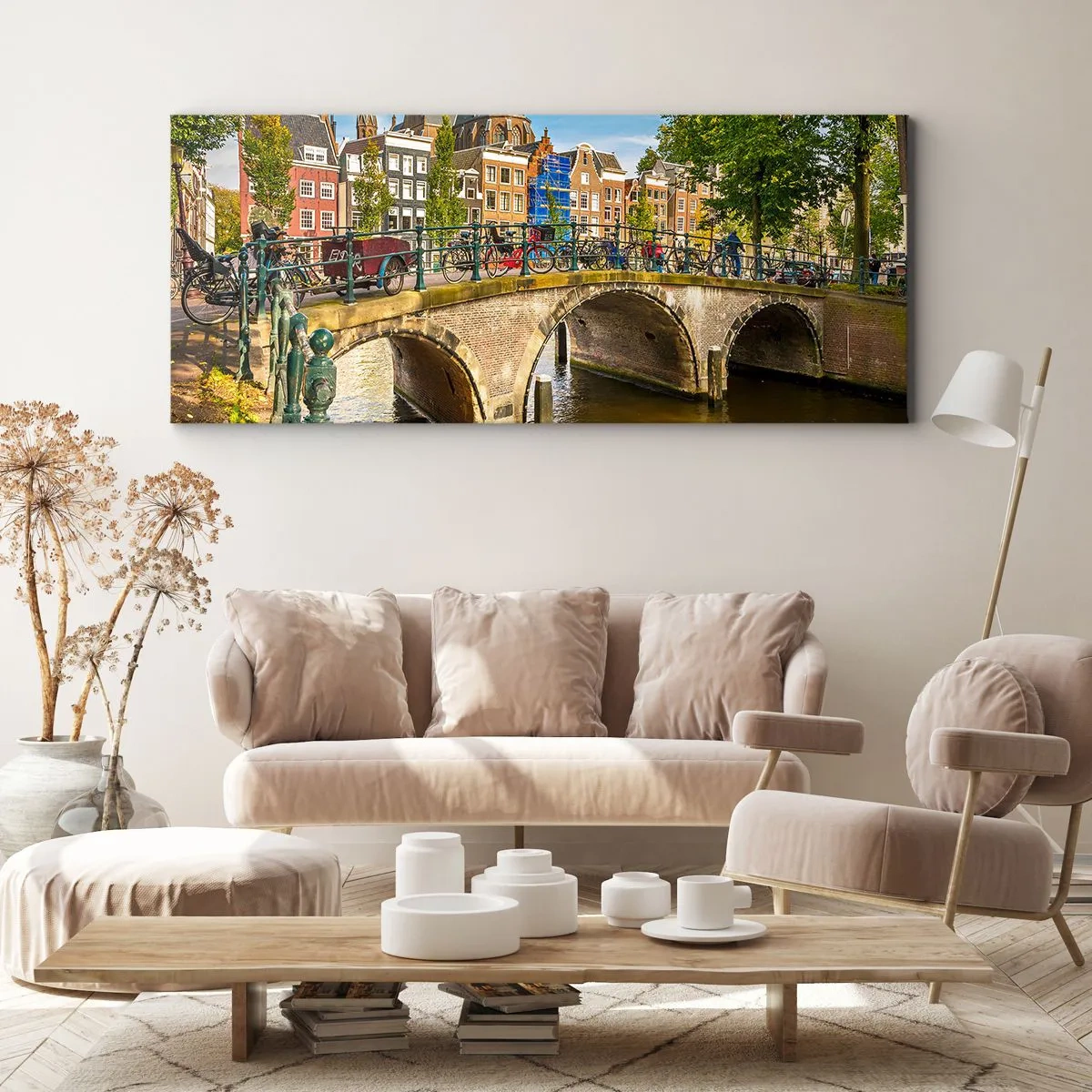 Quadro em tela - Primavera junto ao canal - 100x40 cm