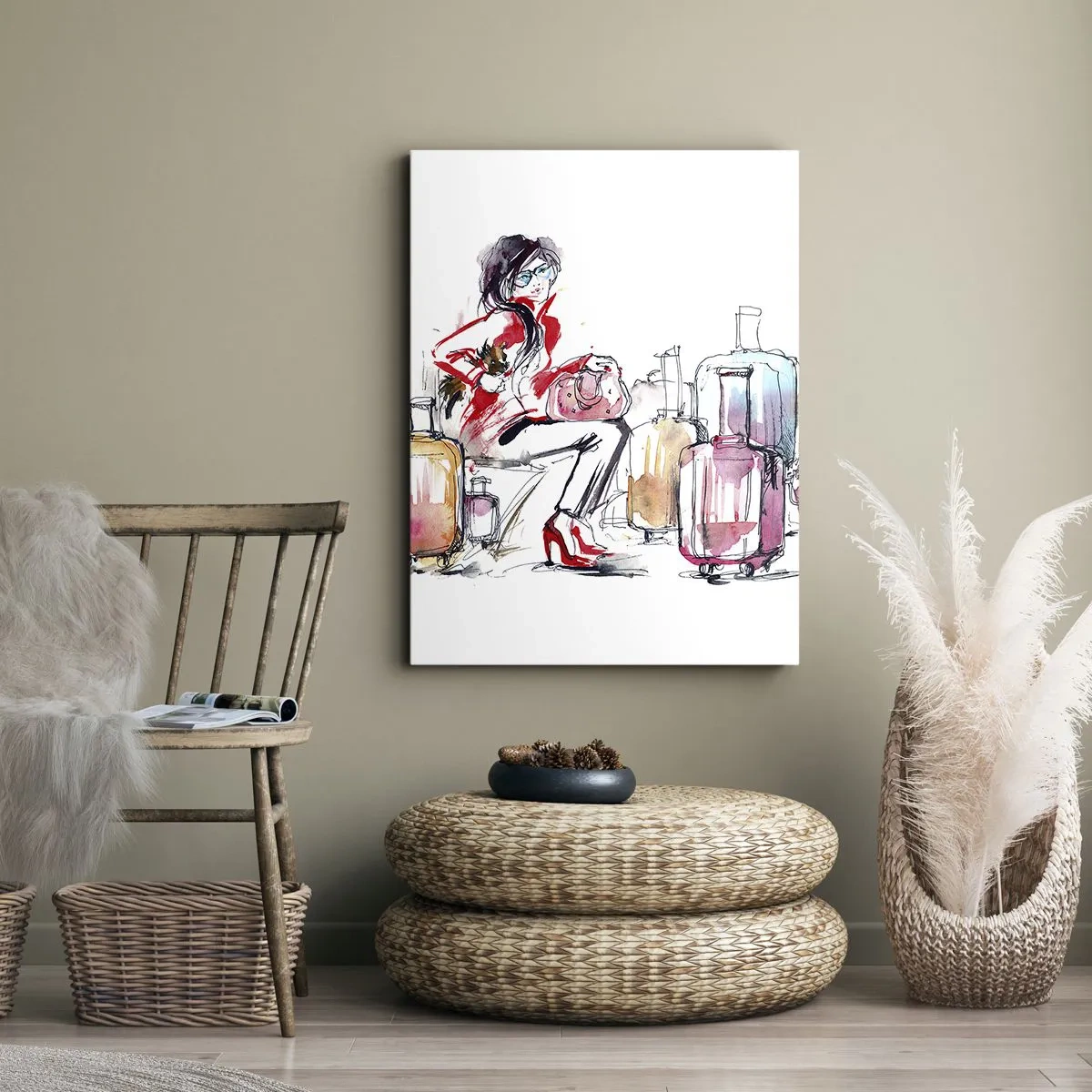 Quadro em tela - Vamos sentar antes da viagem - 70x100 cm