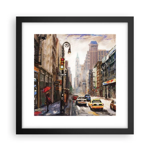 Pôster com moldura preta - Nova York – colorida também na chuva  - 30x30 cm