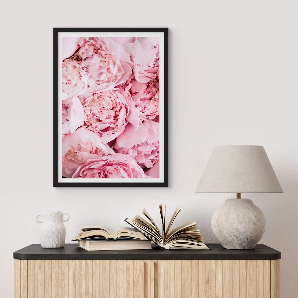 Pôster com moldura preta - Aconchego e perfume - 61x91 cm