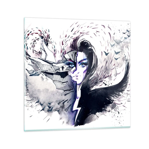 Quadro em vidro - Demoníaca e linda - 50x50 cm