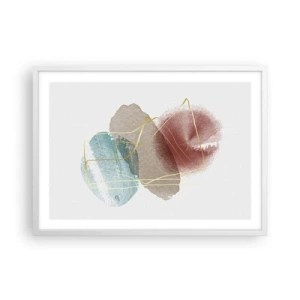 Pôster em moldura branca - Corais espaciais - 70x50 cm