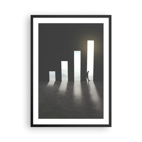 Pôster com moldura preta - Uma porta simbólica em forma de gráfico com uma figura - 50x70cm - Sucesso – impressão - Decoração de parede moderna para a sala de estar e quarto ARTTOR