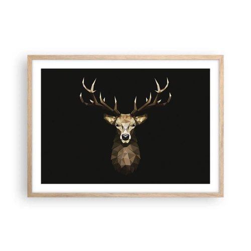 Pôster com moldura de carvalho claro - Veado cubista - 70x50 cm