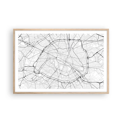 Pôster com moldura de carvalho claro - Flor de Paris - 91x61 cm