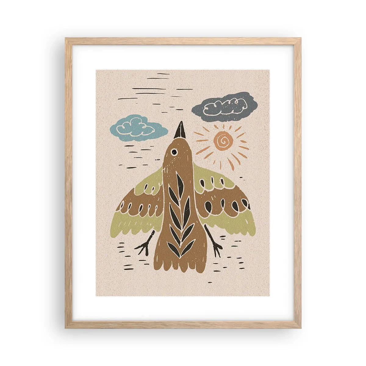 Pôster com moldura de carvalho claro - Bom vôo - 40x50 cm