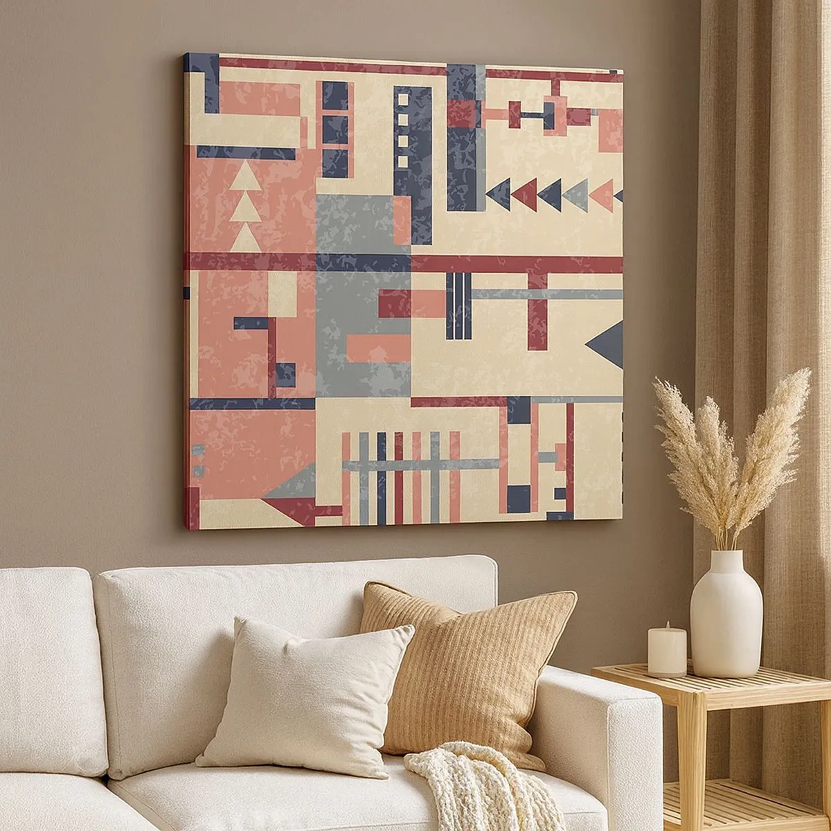 Quadro em tela - Combinação de verticais e horizontais - 30x30 cm