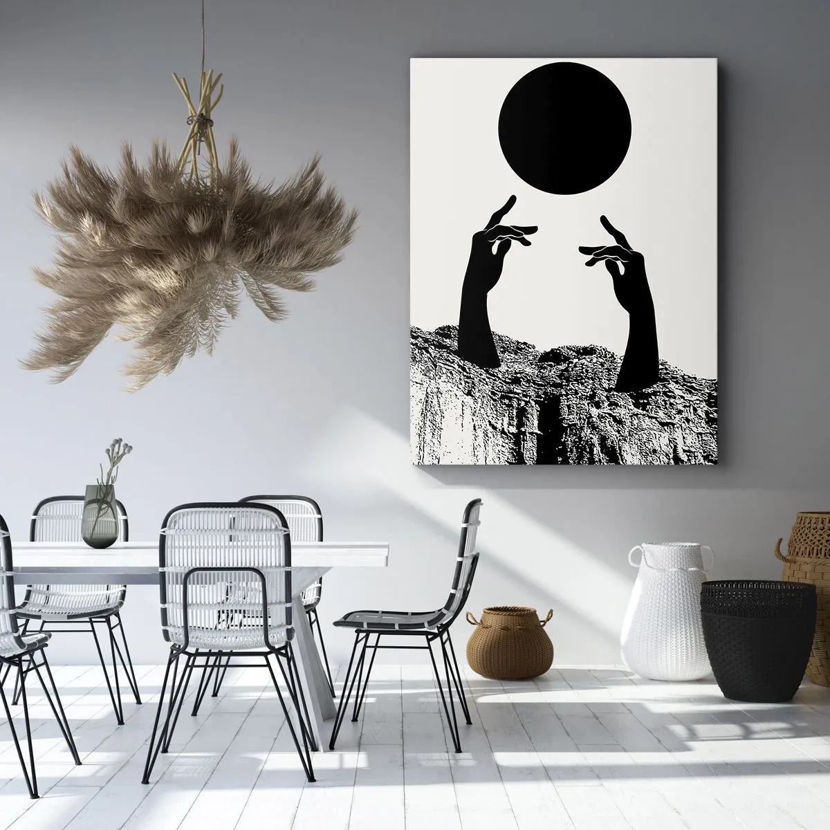 Quadro em tela - Composição surrealista: o sol e o resto - 55x100 cm