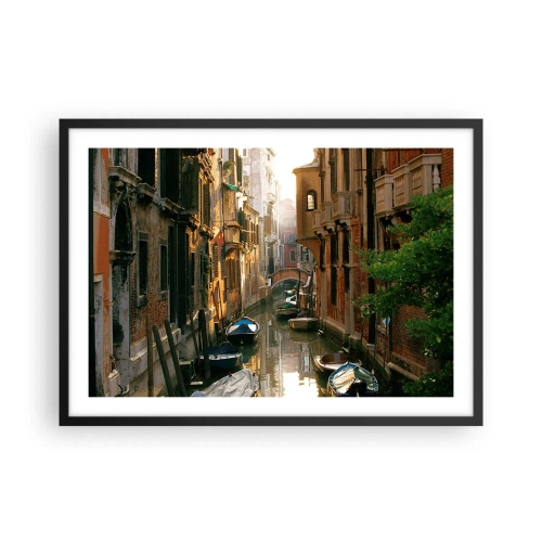 Pôster com moldura preta - Em um beco veneziano - 70x50 cm
