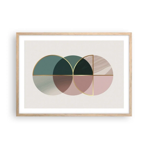 Pôster com moldura de carvalho claro - Círculo entre círculos… - 70x50 cm
