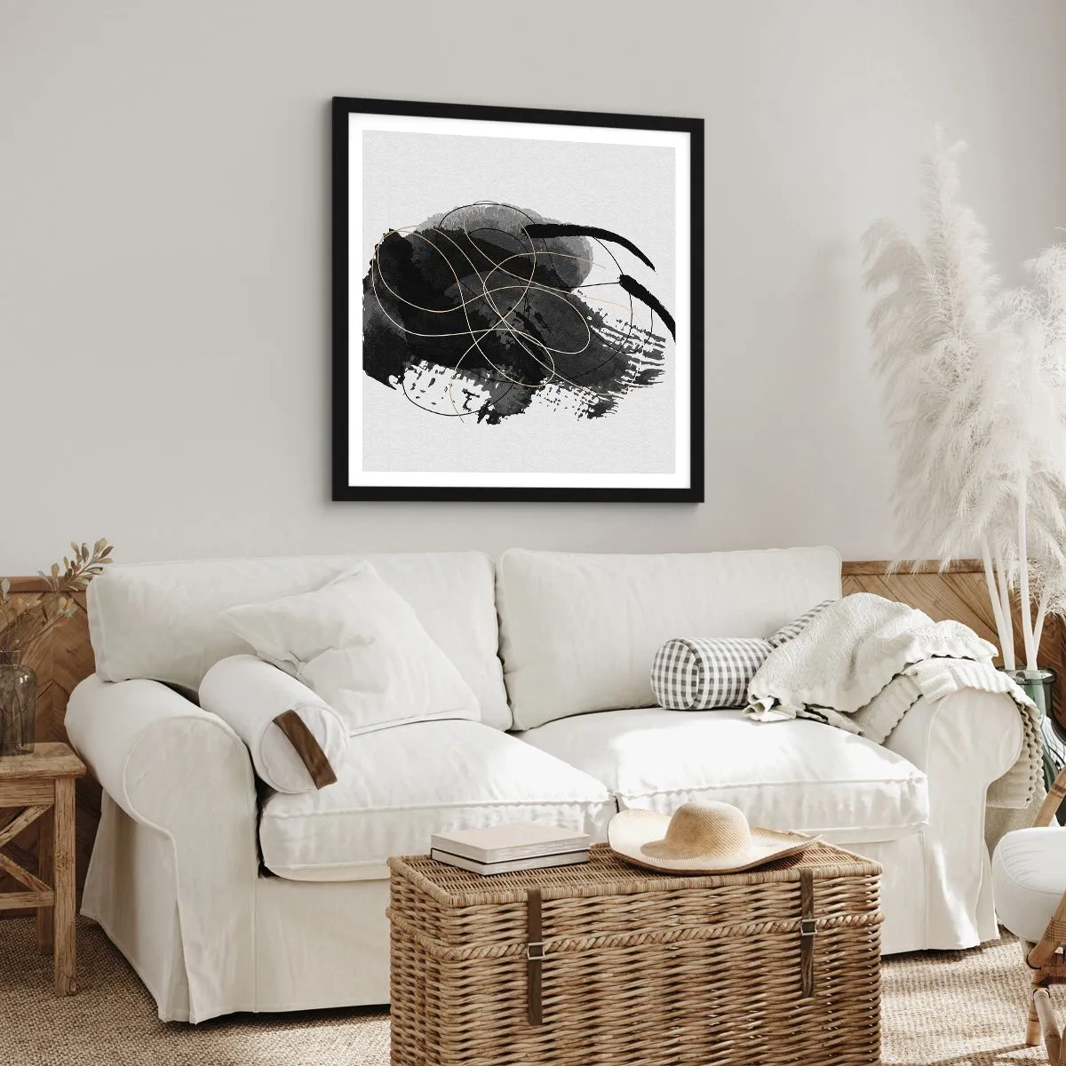 Pôster com moldura preta - Emergido do preto - 50x50 cm