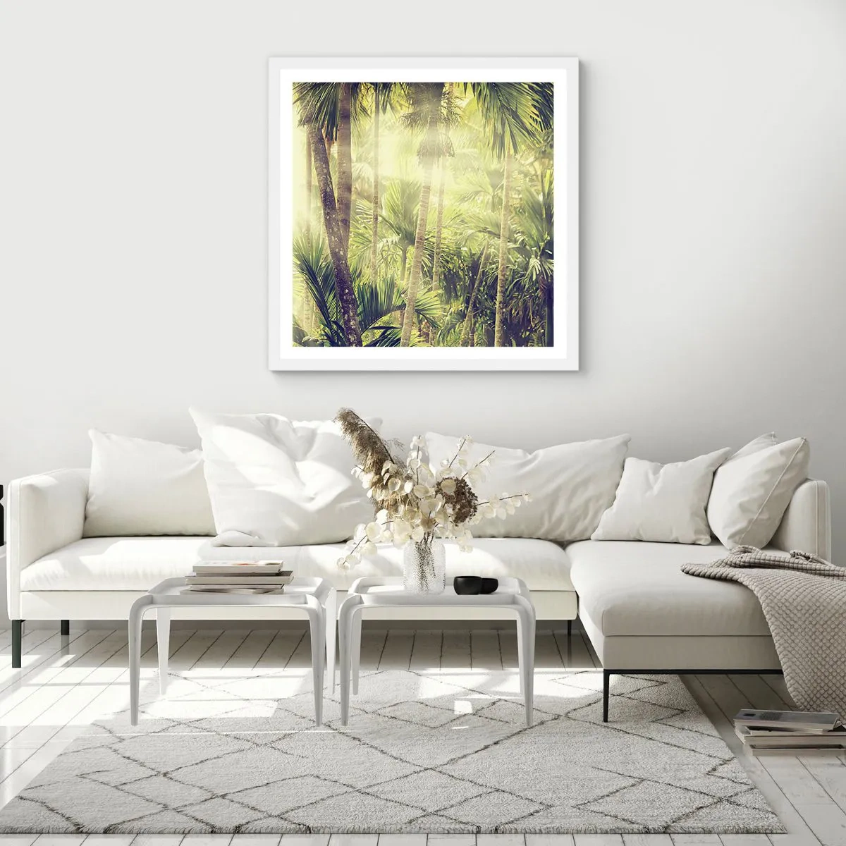 Pôster em moldura branca - No calor verde - 30x30 cm