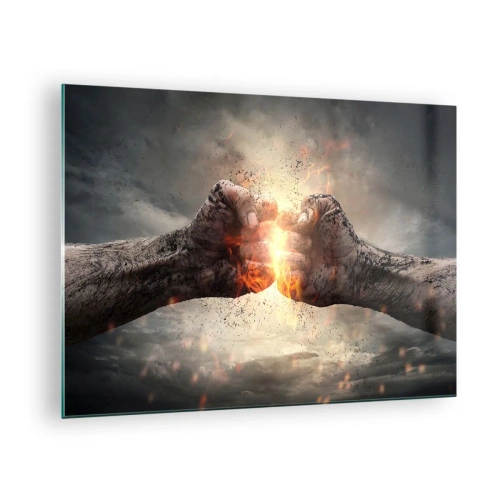 Quadro em vidro - Levante-se para a luta - 70x50cm - Prepare-se para a luta - Decoração de parede moderna para a sala de estar e quarto ARTTOR