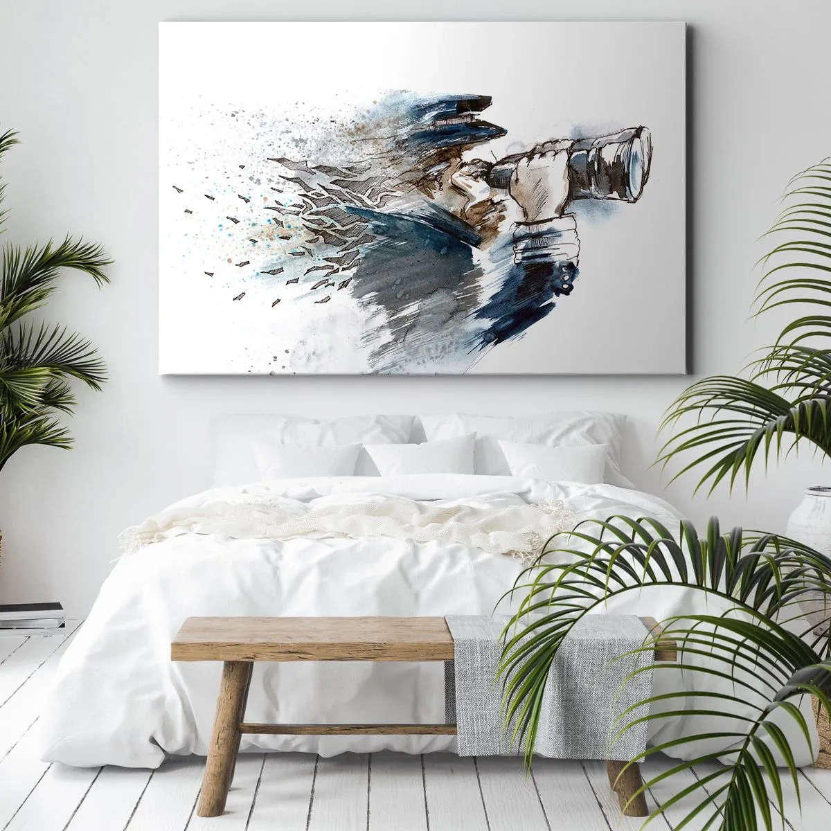 Quadro em tela - Um capitão com binóculos em uma cena dinâmica de aquarela - 70x50cm - Dez na escala Beaufort! - Decoração de parede moderna para a sala de estar e quarto ARTTOR
