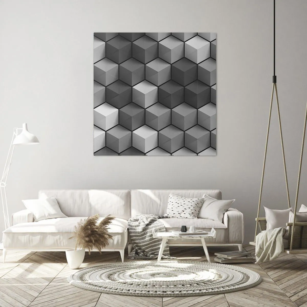 Quadro em tela - Quebra-cabeça cubista - 30x30 cm