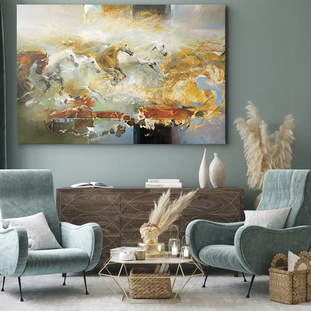 Quadro em tela - A galope através da luz - 120x80 cm