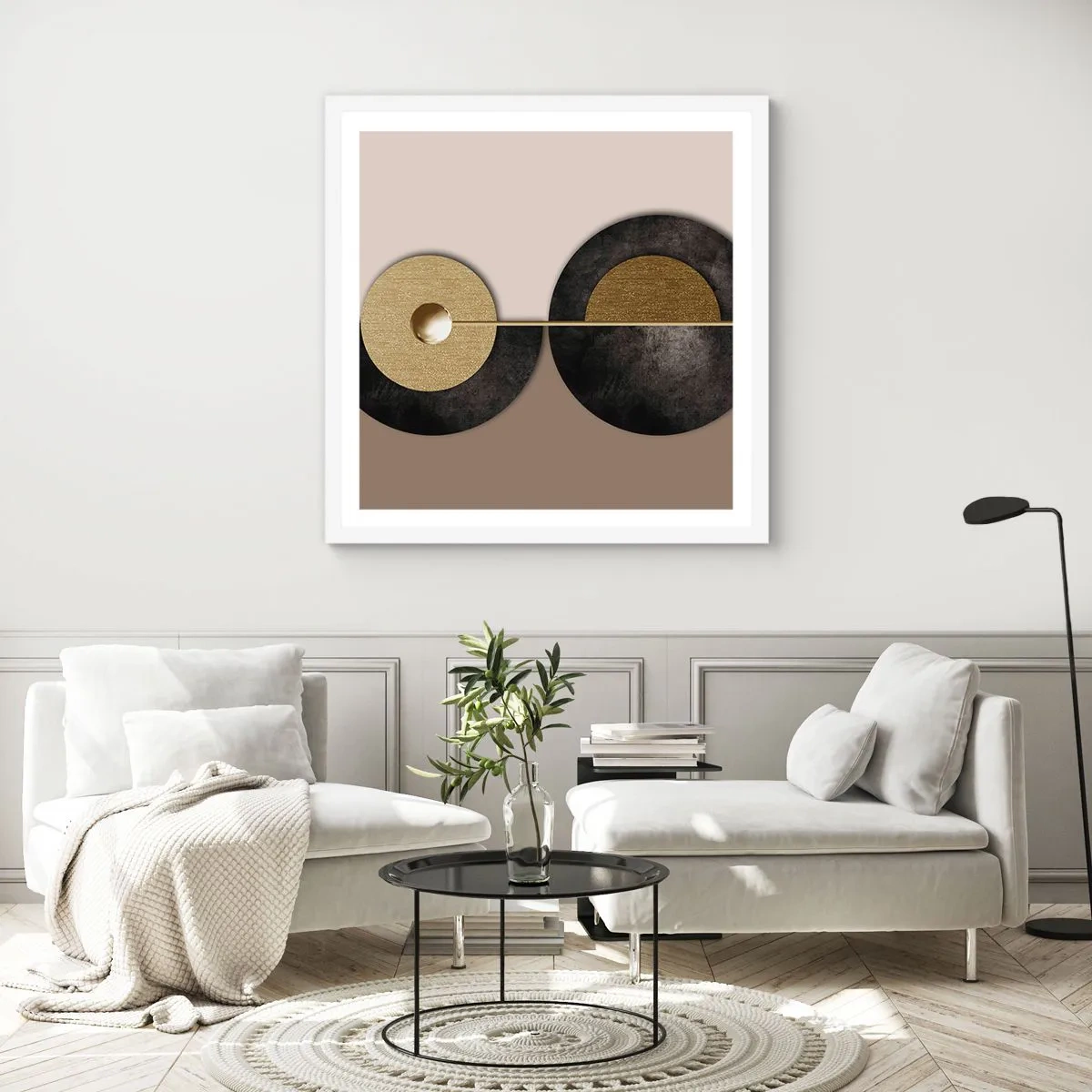 Pôster em moldura branca - Variações ao redor do círculo - 60x60 cm